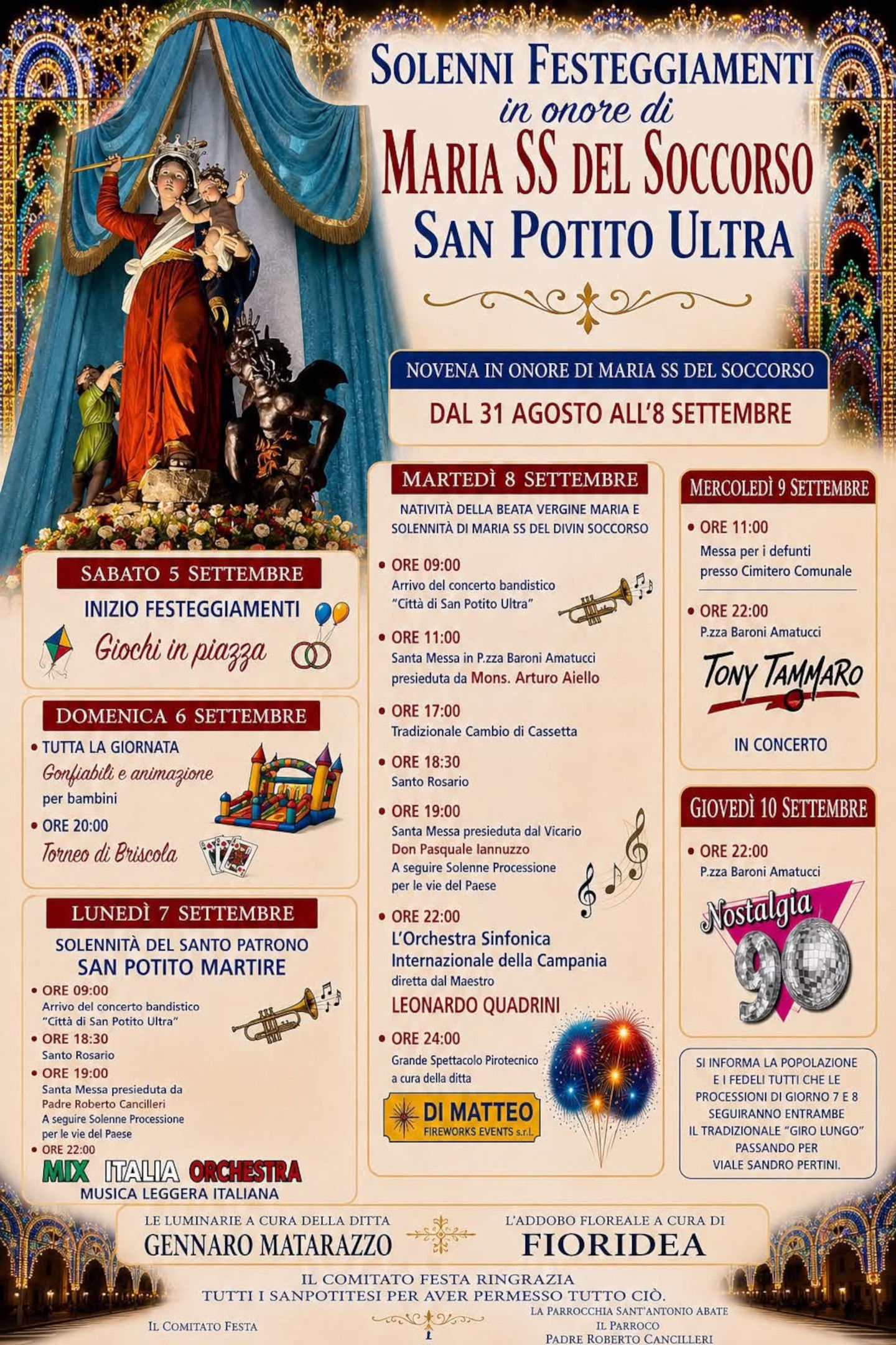 Locandina: San Potito Ultra celebra Maria Santissima del Soccorso — San Potito Ultra