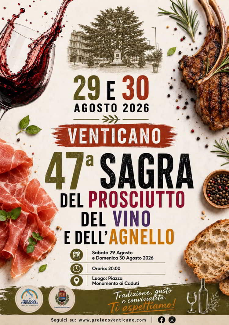 Locandina: Sagra del Prosciutto, del Vino e dell'Agnello (47ª ed.) — Venticano